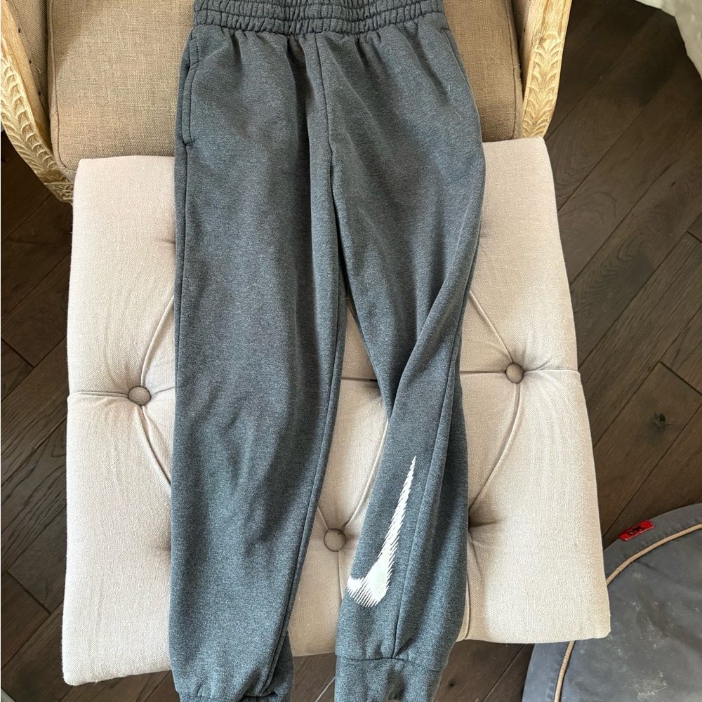 Nike Kids Charcoal Joggers with White Swoosh